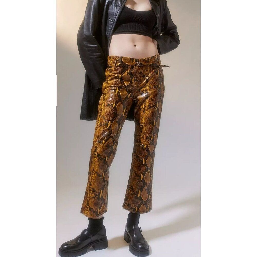 Urban Outfitters Low Rise Women's 12 Python Flare‎ Pants Festival Goth Y2K Fall
